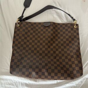 Louis Vuitton Graceful MM Damier Ebene shoulder hobo bag/ red interior Authentic